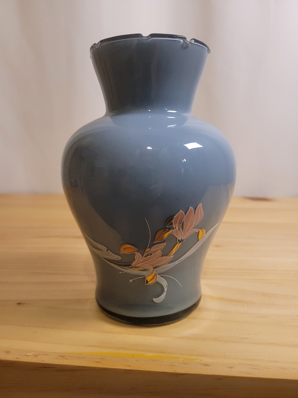 Blue Floral Ceramic Vase by
